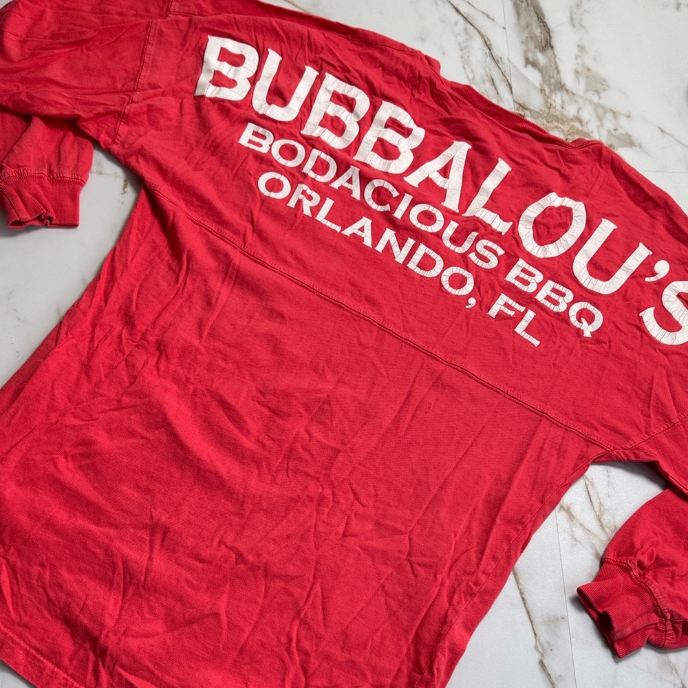 Vintage Bubbalou’s Bodacious BBQ Orlando FL Spellout Pig Graphic LS Shirt Sz XS
